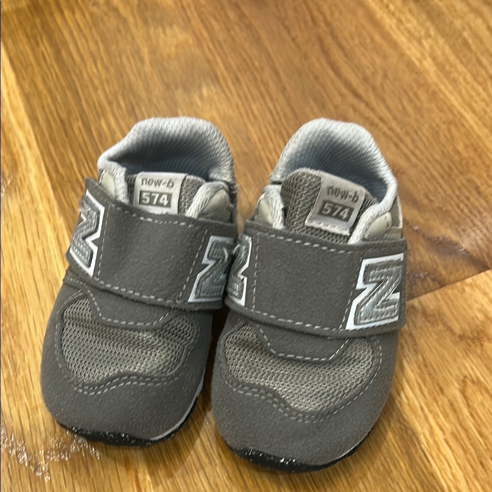 Gray Kids Velcro Sneakers - 574 Style
